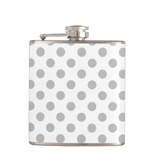 Grey polka dots on white hip flask