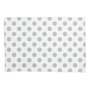 Grey polka dots on white pillowcase