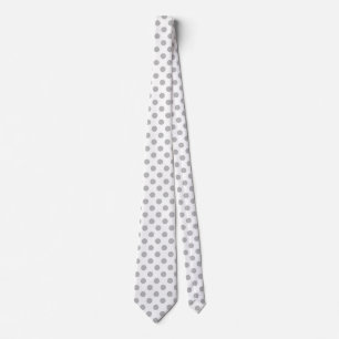 Grey polka dots on white tie