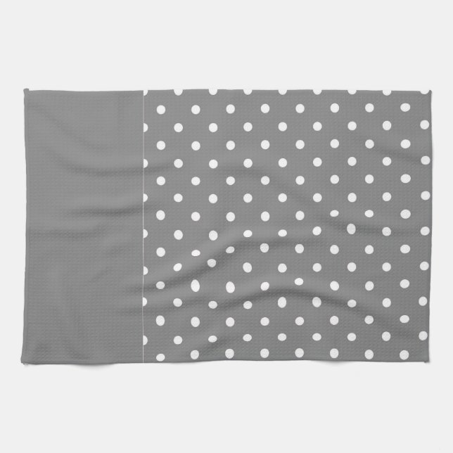 Grey Polka Dots Pattern Tea Towel (Horizontal)