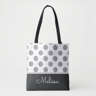 Grey Polka Dots | Personalised Tote Bag