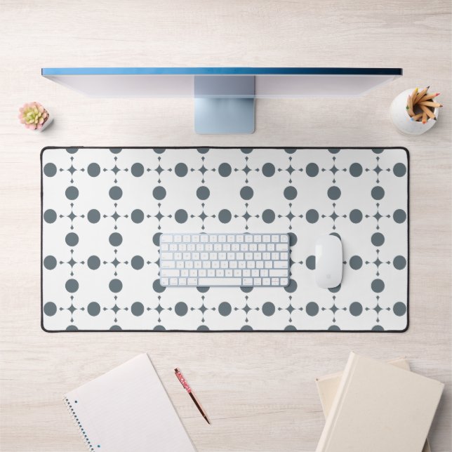 Grey Polka Dots, Polka Dot Pattern, Dots, Dotted Desk Mat (Office 1)