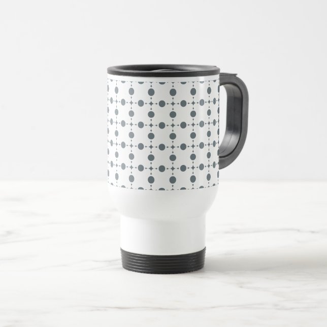 Grey Polka Dots, Polka Dot Pattern, Dots, Dotted Travel Mug (Front Right)