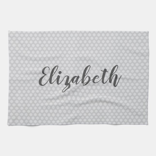 Grey polka dots trendy tea towel (Horizontal)