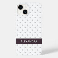 Grey Polka Dots with Dusty Plum Purple Band
