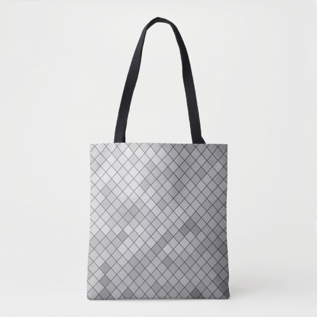 Grey polygonal illustration, which consist of tria tote bag (Front)