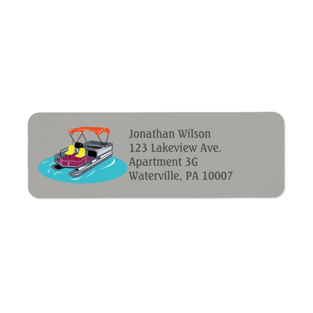 Grey Pontoon Boat Return Address Labels (Front)