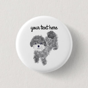 Grey Poodle #1 Button