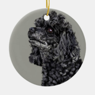 Grey Poodle Ceramic Tree Decoration