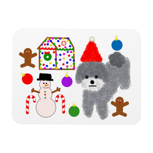 Grey Poodle Christmas #2 Magnet (Horizontal)