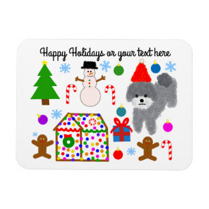 Grey Poodle Christmas #3-2 Magnet