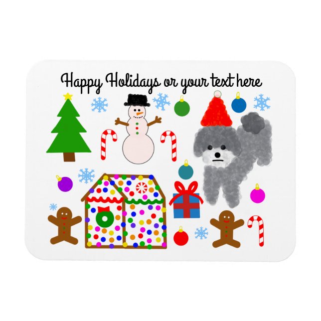 Grey Poodle Christmas #3-2 Magnet (Horizontal)