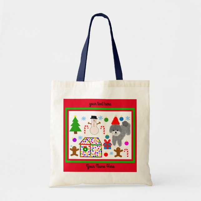 Grey Poodle Christmas #3-2 Tote Bag (Front)