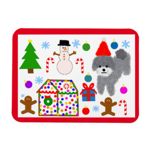 Grey Poodle Christmas #3 Magnet