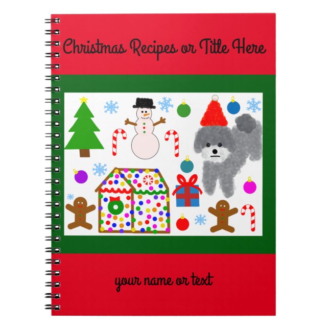 Grey Poodle Christmas #3 Spiral Notebook (Front)