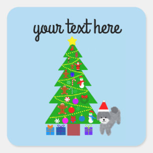 Grey Poodle Christmas #5 Stickers