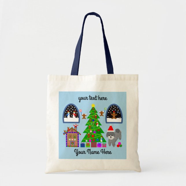Grey Poodle Christmas #6 Tote Bag (Front)