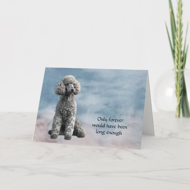 Grey Poodle Dog Loss Sympathy Card (Front)