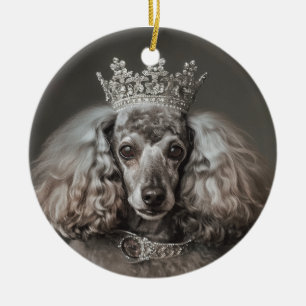 Grey Poodle Dressed as a Princess Ceramic Tree Decoration