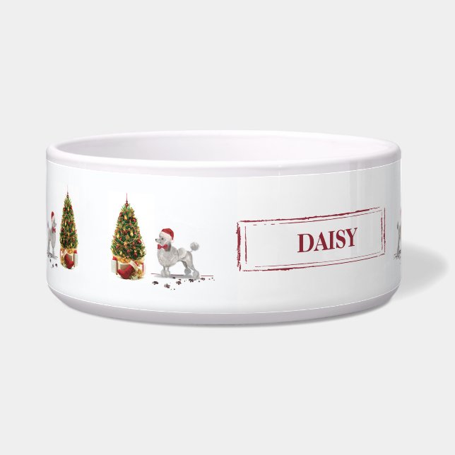 Grey Poodle Funny Christmas Dog with Tree (Left)
