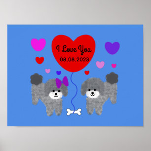 Grey Poodle Valentine #1 Poster
