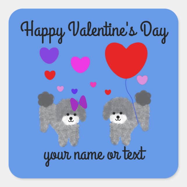 Grey Poodle Valentine #2 Stickers (Front)