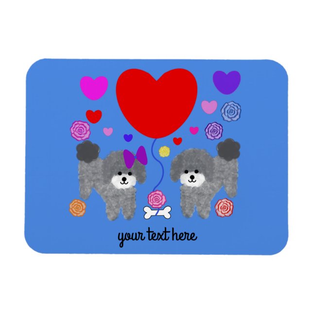 Grey Poodle Valentine #3 Magnet (Horizontal)