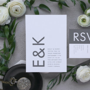 Grey Premium Ultimate Modern Monogram Bold Fun Invitation