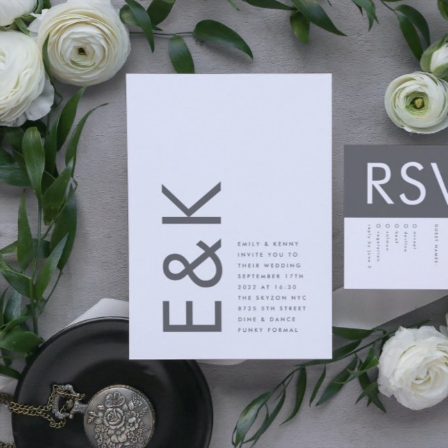  Grey Premium Ultimate Modern Monogram Bold Fun  Invitation (Creator Uploaded)