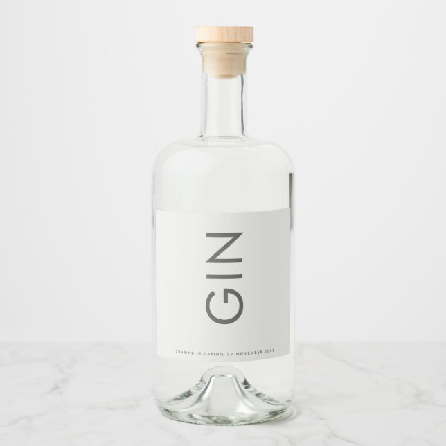  Grey Premium Ultimate Modern Monogram Bold Gin Liquor Bottle Label (Front)