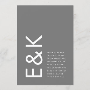  Grey Premium Ultimate Modern Monogram Fun Wedding Invitation