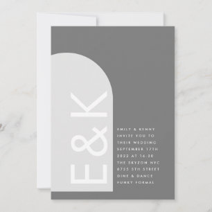 Grey Premium Ultimate Modern Monogram Wedding Arch Invitation