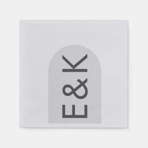 Grey Premium Ultimate Modern Monogram Wedding Arch Napkin