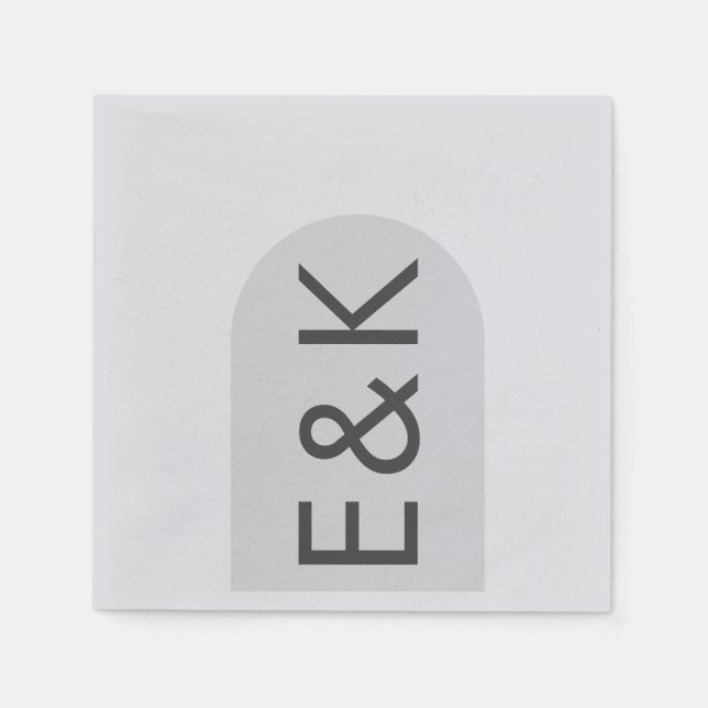 Grey Premium Ultimate Modern Monogram Wedding Arch Napkin (Front)