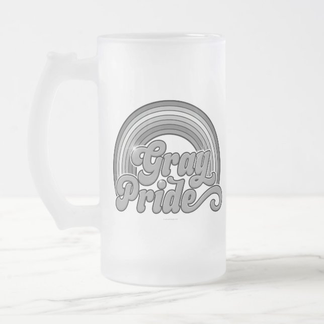 Grey Pride (Retired Senior) Frosted Glass Beer Mug (Left)