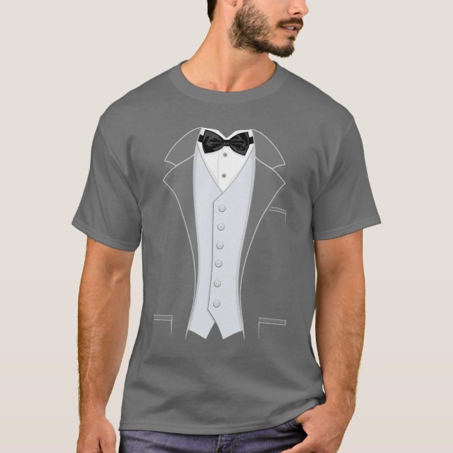 Grey Print Tuxedo T-Shirt (Front)