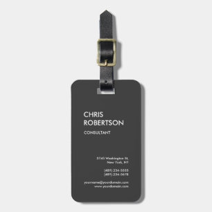 Grey Professional Company Work Minimalist Luggage Tag