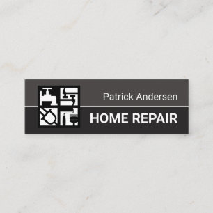 Grey Professional Construction Tools Motif Mini Business Card