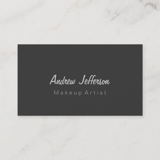 Grey Professional Makeup Artist Business Card (Front)