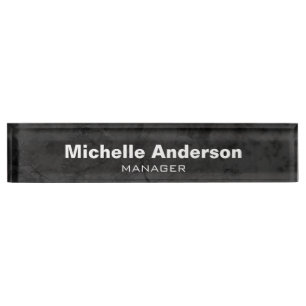 Grey Professional Manager Modern Plain Nameplate