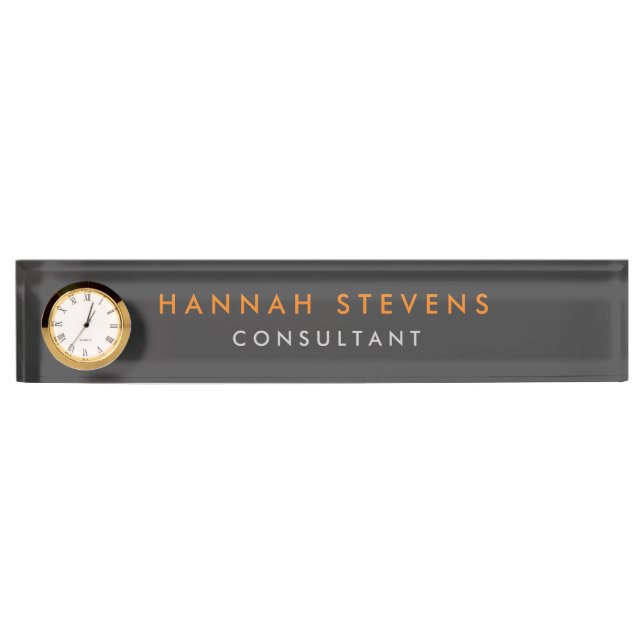 Grey Professional Modern Minimalist Plain Nameplate (Front)