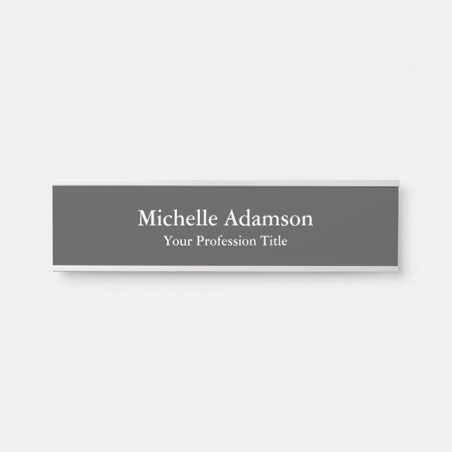 Grey Professional Plain Modern Door Sign (Front)