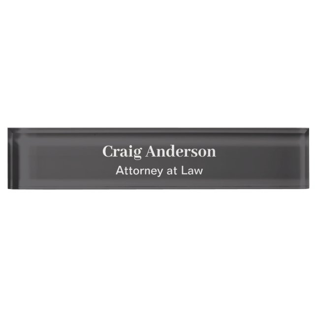 Grey Professional Plain Modern Elegant Nameplate (Front)