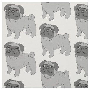 Grey Pug Dog Design Fabric