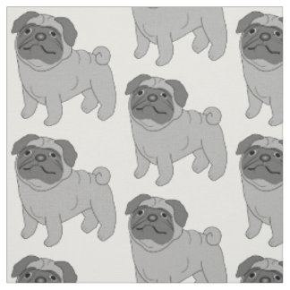 Grey Pug Dog Design Fabric