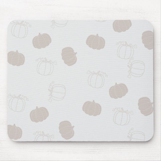 Grey Pumpkin Autumn Fall Season Pattern Mouse Mat (Front)