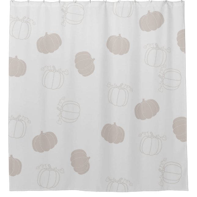Grey Pumpkin Autumn Fall Season Pattern Shower Curtain (Front)