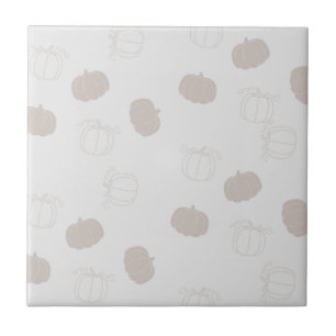 Grey Pumpkin Autumn Fall Season Pattern Tile