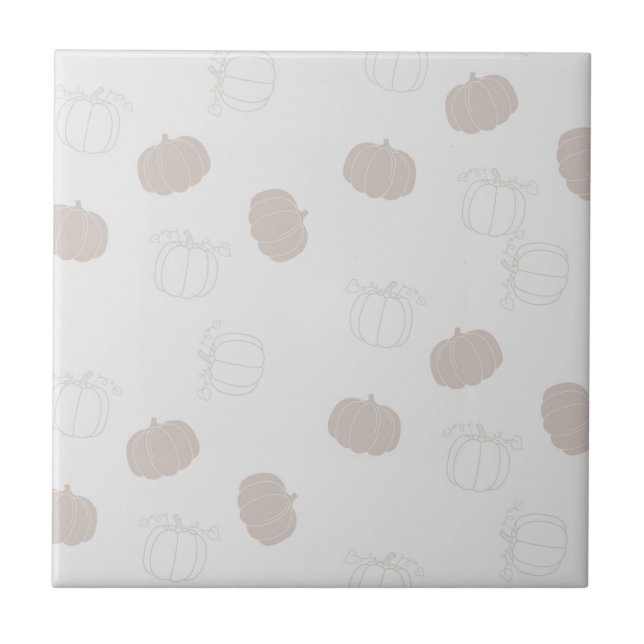 Grey Pumpkin Autumn Fall Season Pattern Tile (Front)