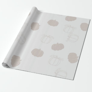 Grey Pumpkin Autumn Fall Season Pattern Wrapping Paper